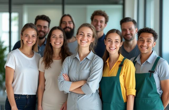 Smiling MegaClean Services team ready to work