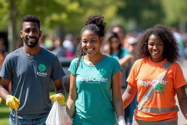 MegaClean Services team participating in a community cleanup event